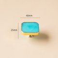 Square blue quartz crystal drawer handle/turquoise coloured crystal and gold brass cabinet handle/gemstone door knob/blue crystal hardware