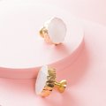 Round white quartz drawer handle with gold edges/gemstone and brass door knob/white crystal cabinet handle/gold brass and crystal hardware