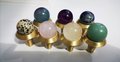 One pair of semi precious stone ball handles/crystal drawer pulls/coloured ball cabinet handles/brass door knob/ coloured stone door handles