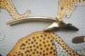 Solid brass gold antelope head drawer handle/Long horned gazelle cabinet pull/Sleek springbok head door handle/Zoo animal brass drawer knob