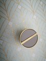 Neutral colour leather insert split circle design cabinet handle/leather door handle/geometric drawer pull/gold furniture hardware/door knob