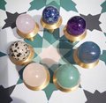 One pair of semi precious stone ball handles/crystal drawer pulls/coloured ball cabinet handles/brass door knob/ coloured stone door handles
