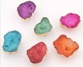 Bright colourful crystal slice drawer handle/Quartz crystal wrapped in gold brass cabinet pull/Gemstone furniture hardware/Crystal door knob