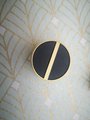 Neutral colour leather insert split circle design cabinet handle/leather door handle/geometric drawer pull/gold furniture hardware/door knob