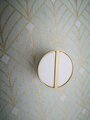 Neutral colour leather insert split circle design cabinet handle/leather door handle/geometric drawer pull/gold furniture hardware/door knob