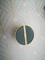 Neutral colour leather insert split circle design cabinet handle/leather door handle/geometric drawer pull/gold furniture hardware/door knob