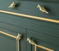 Solid Brass Kingfisher Cabinet Pull/Gold Bird shaped Door Handle/Detailed Bird Design Drawer Pull/Unique Brass Furniture Hardware