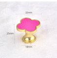 Brightly coloured leather and gold clover shaped cabinet pull/Neon pink or green clover shaped drawer knob/Gold metal leather door handle