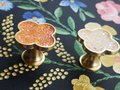 Glittery rainbow aura quartz crystal and gold clover shaped cabinet pull/Gemstone door handle/Clover shaped drawer handle/crystal hardware