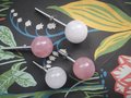 White or rose pink quartz ball handles/ Semi precious stone drawer pull/crystal ball cabinet handles/furniture hardware/gemstone door knob