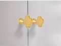Brightly coloured leather and gold clover shaped cabinet pull/Neon pink or green clover shaped drawer knob/Gold metal leather door handle