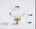 Mid century modern clear crystal cabinet pull/Transparent  oval shaped door knob/crystal furniture hardware/vintage style egg shaped handle