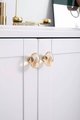 Polished oval crystal and brass cabinet pull/Retro gold glazed egg crystal drawer knob/mid century style smooth polished crystal door handle