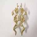 A pair of gold flower blossom drawer handles/2 gold brass branch and flower design cabinet pulls/Flower shaped wardrobe door handles