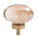 Polished oval crystal and brass cabinet pull/Retro gold glazed egg crystal drawer knob/mid century style smooth polished crystal door handle