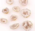 White quartz crystal geode and gold brass drawer handle/natural crystal cabinet handle/geode stone door knob/crystal cave drawer handle