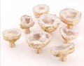 White quartz crystal geode and gold brass drawer handle/natural crystal cabinet handle/geode stone door knob/crystal cave drawer handle