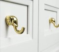 Shiny gold elephant head shaped cabinet pull/Gold brass elephant design drawer handle/Elephant door knob/Brass hardware/Elephant door pull