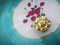 Gold wild rose design cabinet pull/Tudor rose door handle/Shiny brass flower drawer knob/Brass furniture hardware/Gold brass flower handle