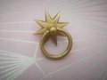 Gold star shaped ring pull handle/gold star backplate door handle/brass star cabinet pull/gold ring drawer pull/gold furniture hardware