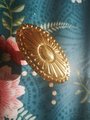 Gold ornate design cabinet handle/Solid brass oval drawer pull/Victorian style oval door handle/Antique style door knob/Gold brass hardware