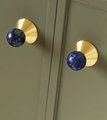 Colourful retro style semi precious stone and brass drawer pull/geometric cabinet handle/mid century modern style knob/bright coloured pull
