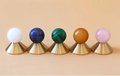 Colourful retro style semi precious stone and brass drawer pull/geometric cabinet handle/mid century modern style knob/bright coloured pull