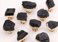 Rough cut black aphrizite crystal and brass cabinet pull/Black linear patterned stone door handle/Black semi precious stone drawer knob