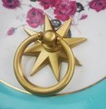 Gold star shaped ring pull handle/gold star backplate door handle/brass star cabinet pull/gold ring drawer pull/gold furniture hardware