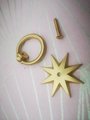 Gold star shaped ring pull handle/gold star backplate door handle/brass star cabinet pull/gold ring drawer pull/gold furniture hardware