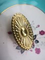 Gold ornate design cabinet handle/Solid brass oval drawer pull/Victorian style oval door handle/Antique style door knob/Gold brass hardware