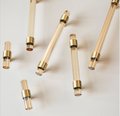 Pale gold lucite acrylic cabinet bar Handle with gold brass ring fixings cylindrical drawer pull/ furniture hardware/cabinet handle/kitchen