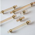 Pale gold lucite acrylic cabinet bar Handle with gold brass ring fixings cylindrical drawer pull/ furniture hardware/cabinet handle/kitchen