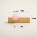 White or rose pink quartz ball and brass bar handle/Semi precious stone drawer pull/unique cabinet handle/IKEA hack/wardrobe door handle