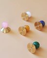 Colourful retro style semi precious stone and brass drawer pull/geometric cabinet handle/mid century modern style knob/bright coloured pull