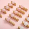 White or rose pink quartz ball and brass bar handle/Semi precious stone drawer pull/unique cabinet handle/IKEA hack/wardrobe door handle