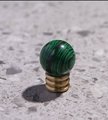 Semi precious stone ball and ridged brass drawer pull/small colourful stone cabinet handle/hardware for small furniture/gemstone door knob