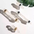 Luxury hexagonal white quartz crystal cabinet bar handle with gold or silver fixings/gemstone drawer pull/semi precious stone door handle