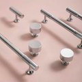 Shiny silver cabinet pull/Silver cabinet door handle with a line pattern/Chrome silver drawer handle/Modern shiny silver furniture hardware