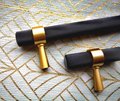 Black and gold knurled cabinet bar handle/textured brass drawer pull/ kitchen cabinet handle/modern furniture hardware/cabinet door handle