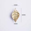Gold brass autumn leaf cabinet handle/Gold leaf shaped drawer pull/Gold leaves door handle/Fall leaf drawer knob/gold furniture hardware