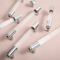 Chrome and clear textured lucite cabinet bar pull handle/clear acrylic drawer handle/lucite furniture hardware/transparent resin handle