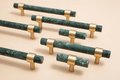 Dark Green Verde marble and brass cabinet pull/Green marble and gold brass drawer pull/green marble cabinet handle/modern stone hardware