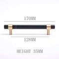 Jet black nero marble cabinet handle/black marble and brass drawer pull/marble furniture hardware/black and gold or silver kitchen hardware