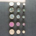 Pink mother of pearl drawer pull/liliac pearl and gold brass cabinet handle/round shell drawer knob/nursery decor/pink furniture hardware