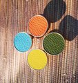 Brass and leather drawer pull/retro colour cabinet handle/blue, yellow, orange and green drawer knob/leather door handle/leather hardware