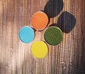 Brass and leather drawer pull/retro colour cabinet handle/blue, yellow, orange and green drawer knob/leather door handle/leather hardware