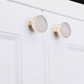 Round white quartz drawer handle with gold edges/gemstone and brass door knob/white crystal cabinet handle/gold brass and crystal hardware