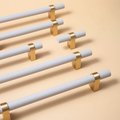 Light Grey and Gold cabinet bar pull/ wooden drawer handles/nursery furniture hardware/gray cabinet door handles/children's furniture handle