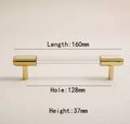 Brass and clear textured lucite cabinet bar pull handle/clear acrylic drawer handle/lucite furniture hardware/brass transparent resin handle